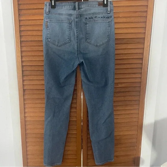 Paige Hoxton Ankle Caprice Embroidery Vintage 90s Punk Blue Ripped Jeans Sz 29 - Picture 8 of 9